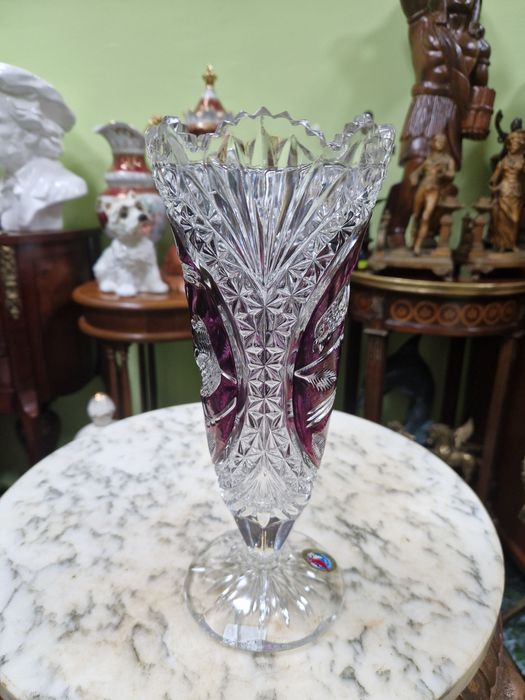Прекрасна антикварна немска кристална ваза