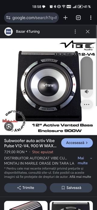 Subwoofer auto activ 900W Vibe