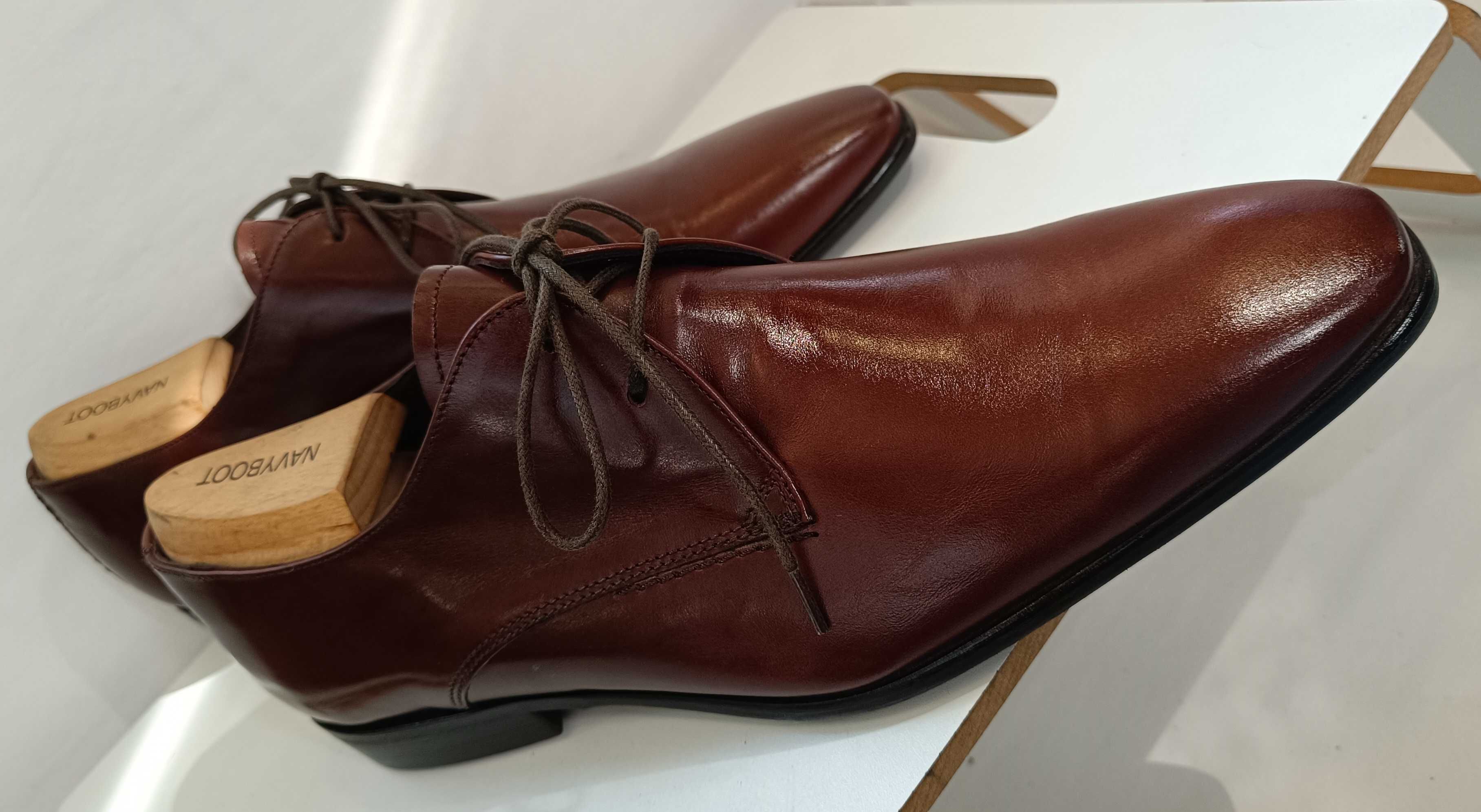 Pantofi derby 44 de lux GREVE NOI lucrati manual piele naturala moale