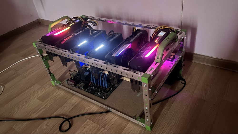 Rig Minat ETH Format din 6 Placi GeForce RTX 3070 256bit