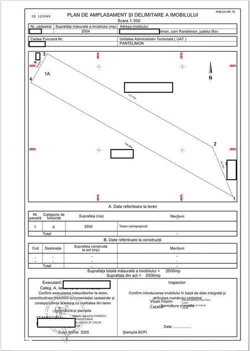 Pantelimon, teren 2500mp, D20ml, intravilan conform Noul PUG