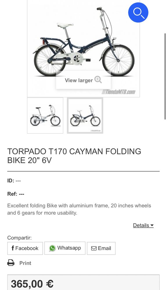 Bicicleta Pliabila Cayman  T170