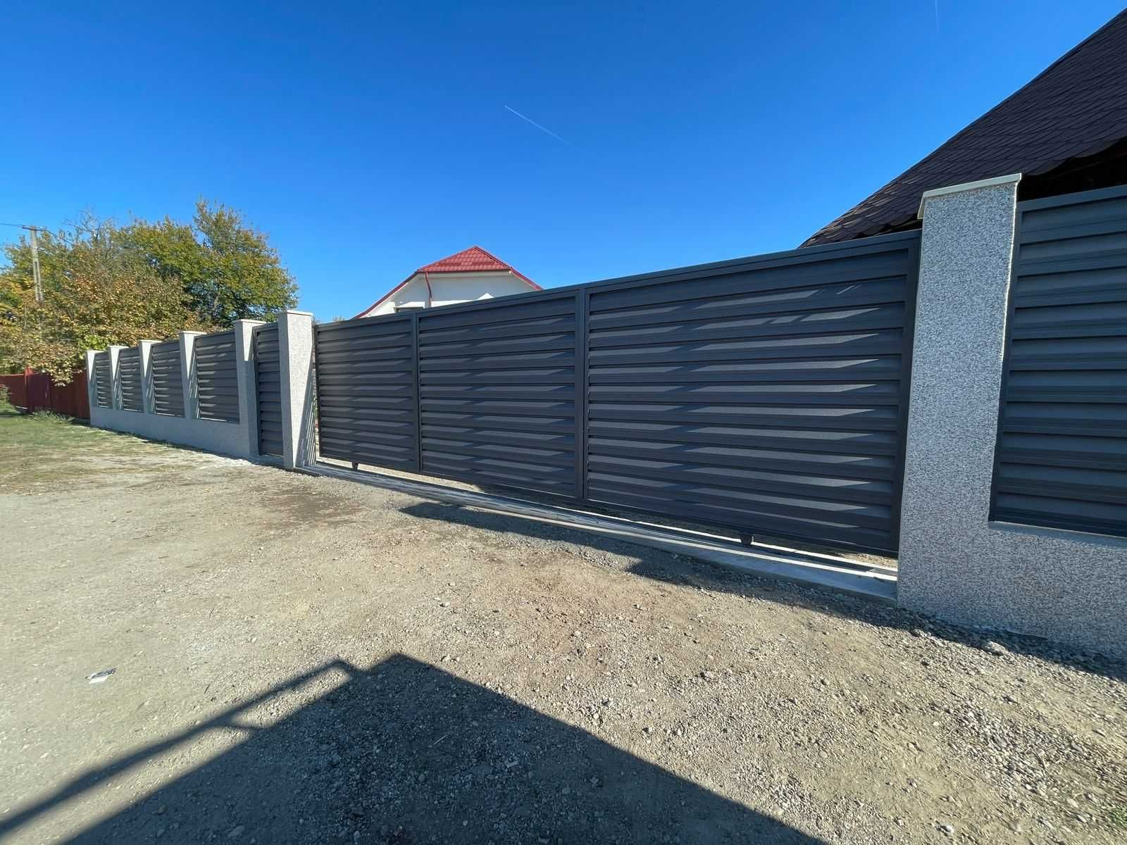 Gard metalic tip jaluzea din otel 0.60 mm realizare porti exterioare