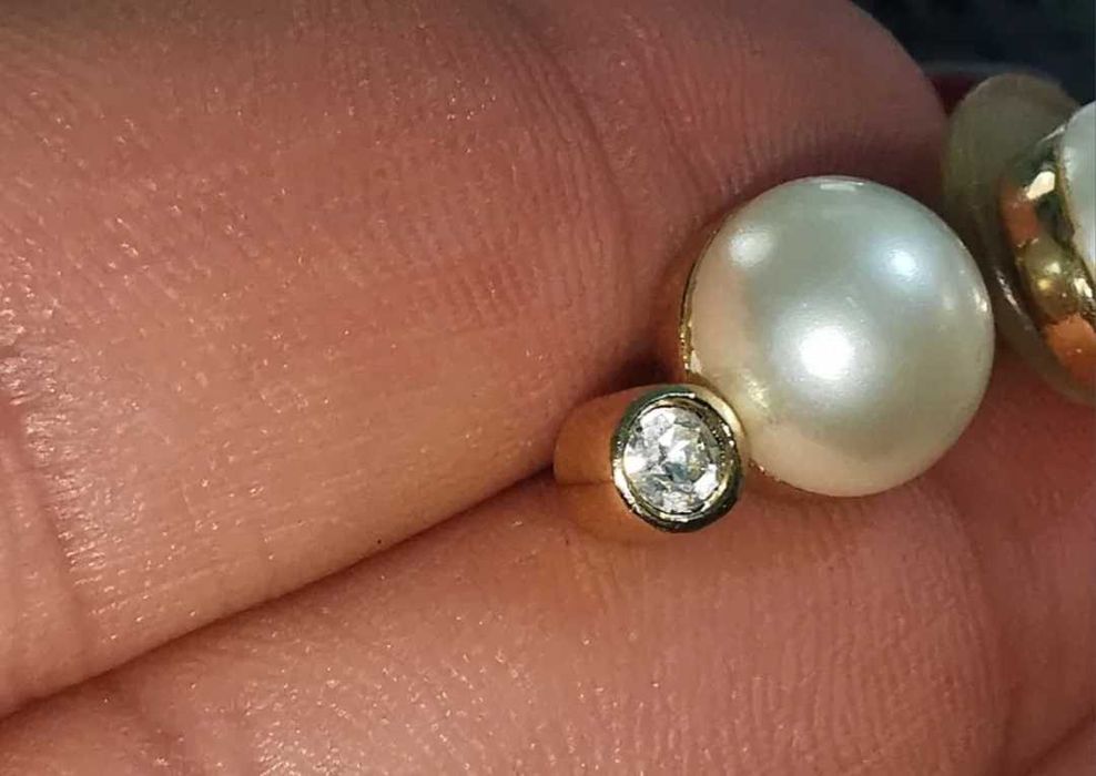 Cercei cu perlă și diamant, original Christian Dior