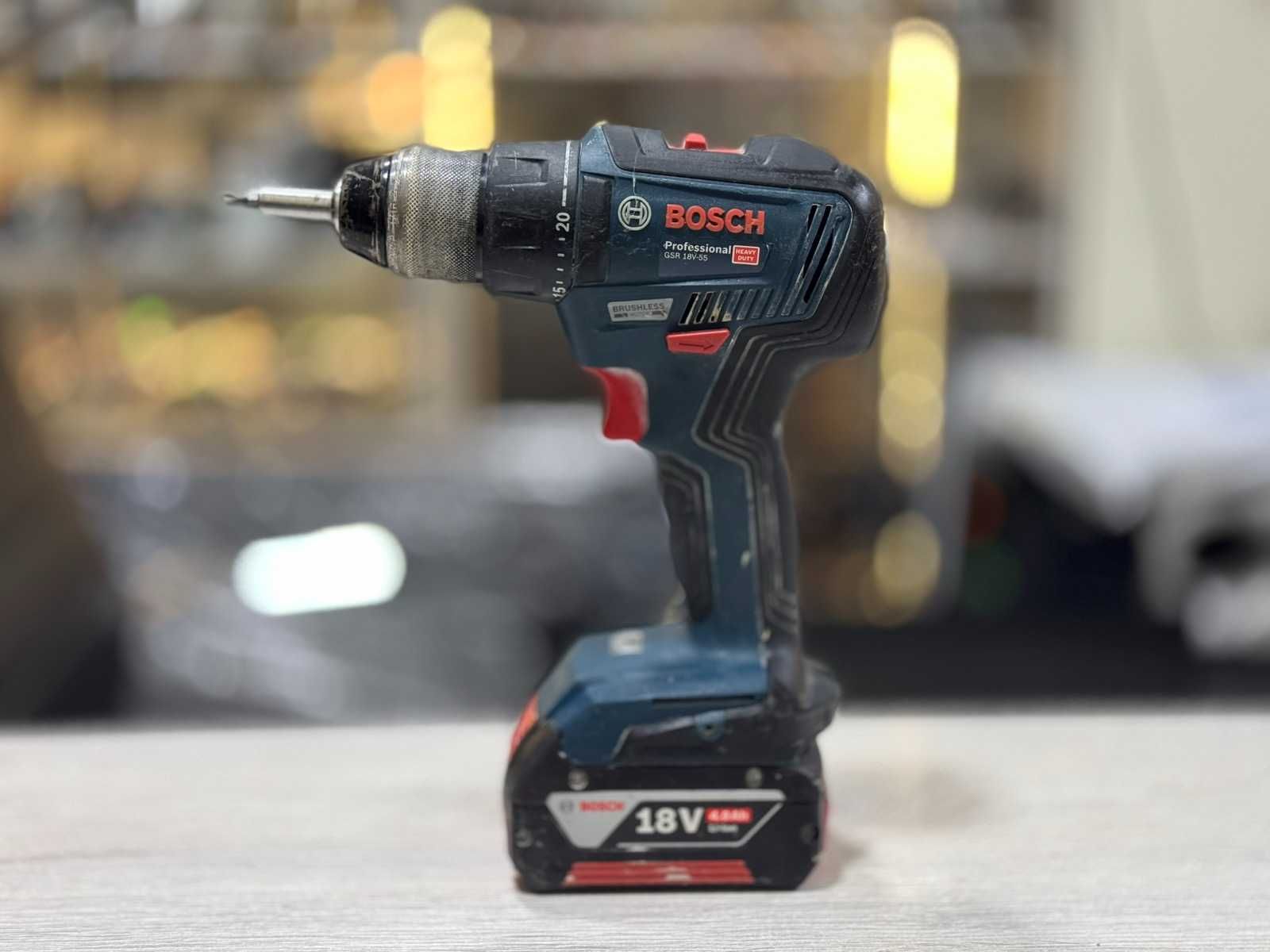 Акумулаторен винтоверт BOSCH GSR 18V-55 с батерия / без зарядно