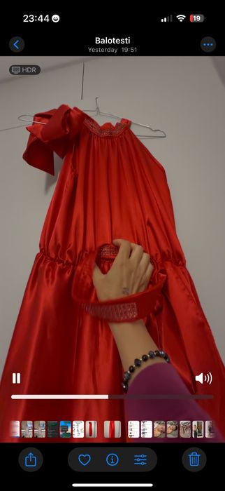 Rochie rosie saten eleganta