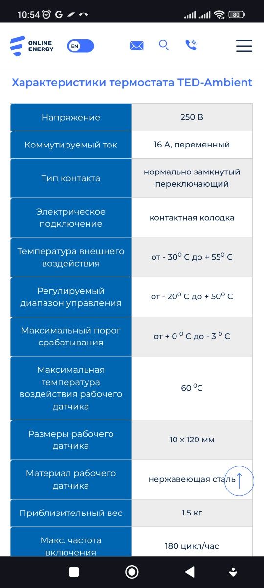 Термостат Thermon для греющего кабеля