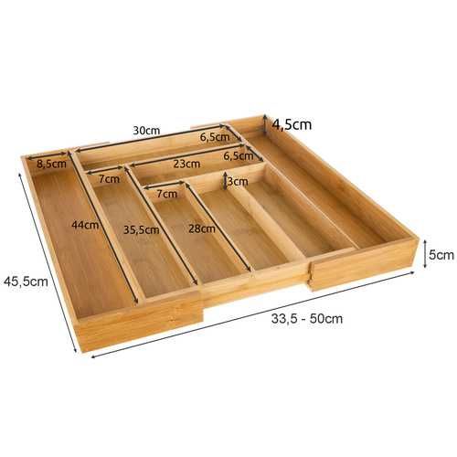 Organizator extensibil tacamuri bucatarie din bambus 6-8 compartimente