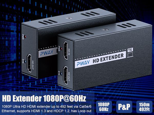 DT264 HDMI 150м удължител>Ethernet,1080P/60Hz/3D/Cat5e/6/7-Loop Out