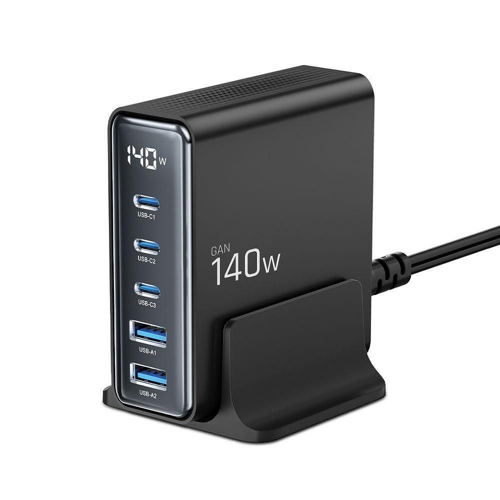 Зарядна станция tech-protect dc140w-gan 5-port desktop charger pd140w/