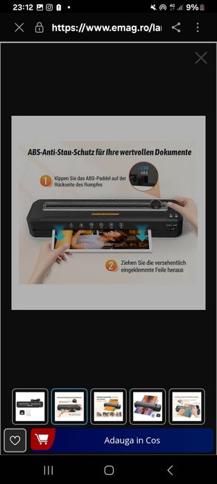 Laminator A3/A4, 10 folii, taietor integrat, negru, 220V