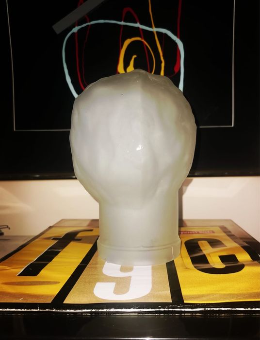 Фигура глава бюст стъклен декор поставка стойка за слушалки 50те год.