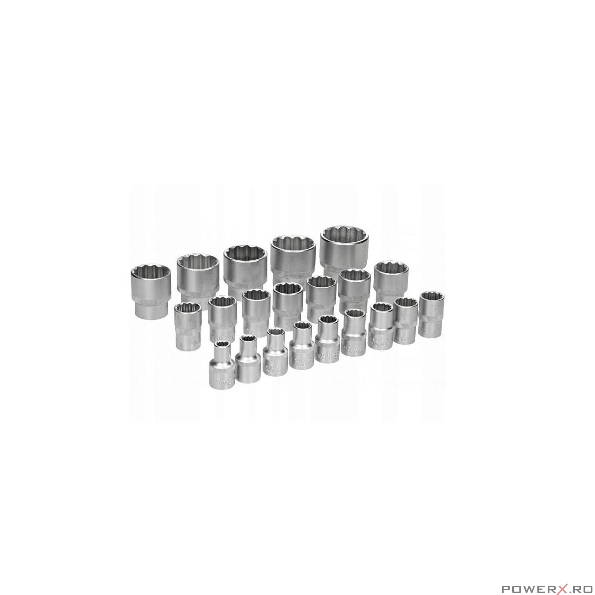 Trusa tubulare 12 colturi, spline, 21 piese, 8 - 36 mm, 1/2, Verke