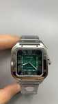 cartier santos 100 silver/green