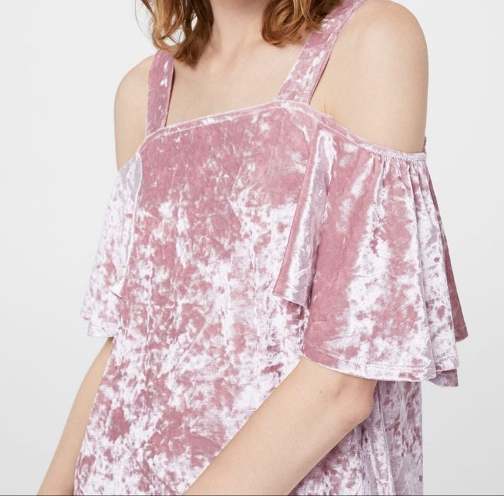 Rochie noua de catifea roz Mango