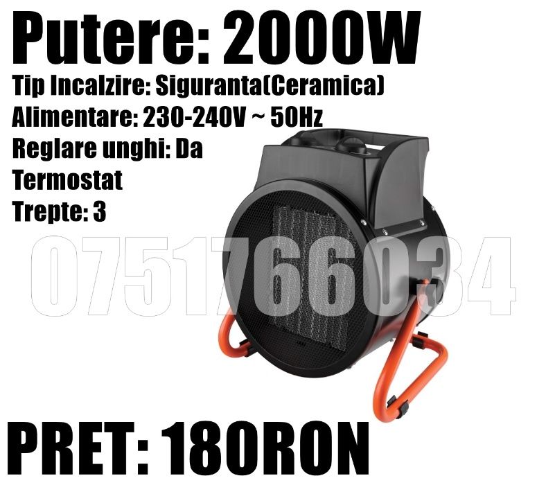 Aeroterma Suflanta Caldura Incalzire Aer Cald 2000w Ceramica 2in1