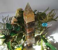 Obelisc Orgonic cu Labradorit, Ametist, Cristal de Cuart, Piatra Lunii