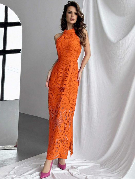 Бяла рокля  дантела, Дълга рокля дантела, Черна рокля, Оранжева дантел