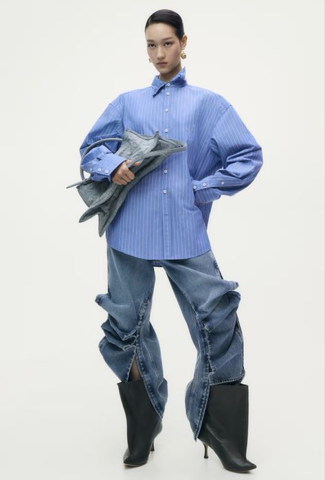 GLENN MARTENS H&M Риза от поплин с телени банели