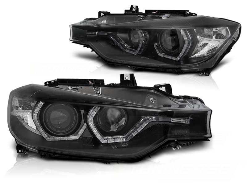 Faruri XENON LED Angel Eyes DRL Black BMW Seria 3 F30/F31 2011 - 2015