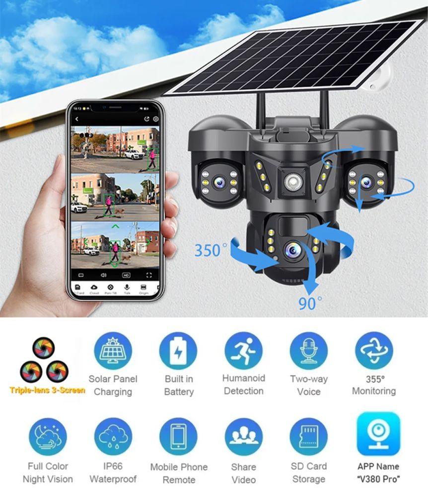Солнечная камера 4G 360 градус / Доставка 24/7