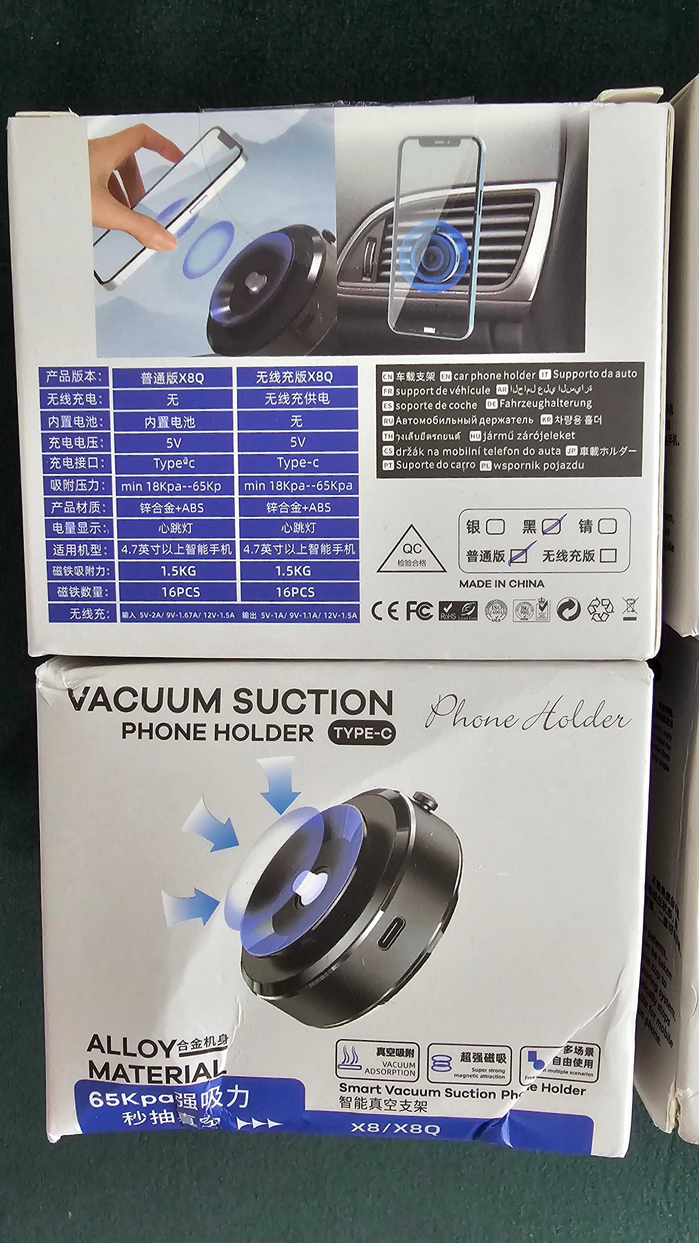 Lot 6 suporturi telefon auto vacuum Type-C – magnetice, universale