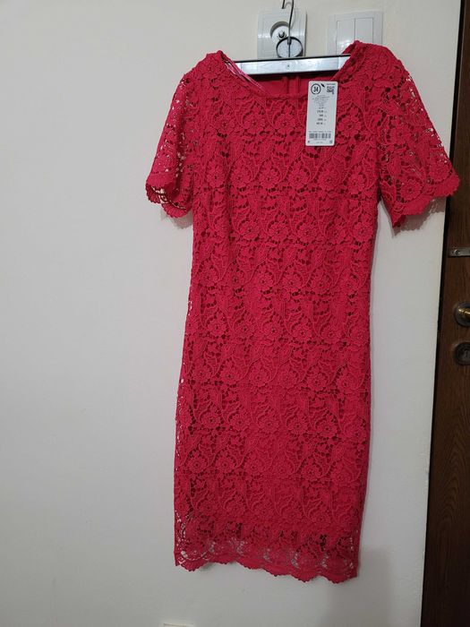 Rochie Otsay din dantela, fucsia, noua, marimea 34