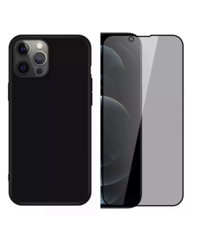 Iphone 14/15/16 PRO MAX Husa Silicon Slim + Folie Sticla Curbata