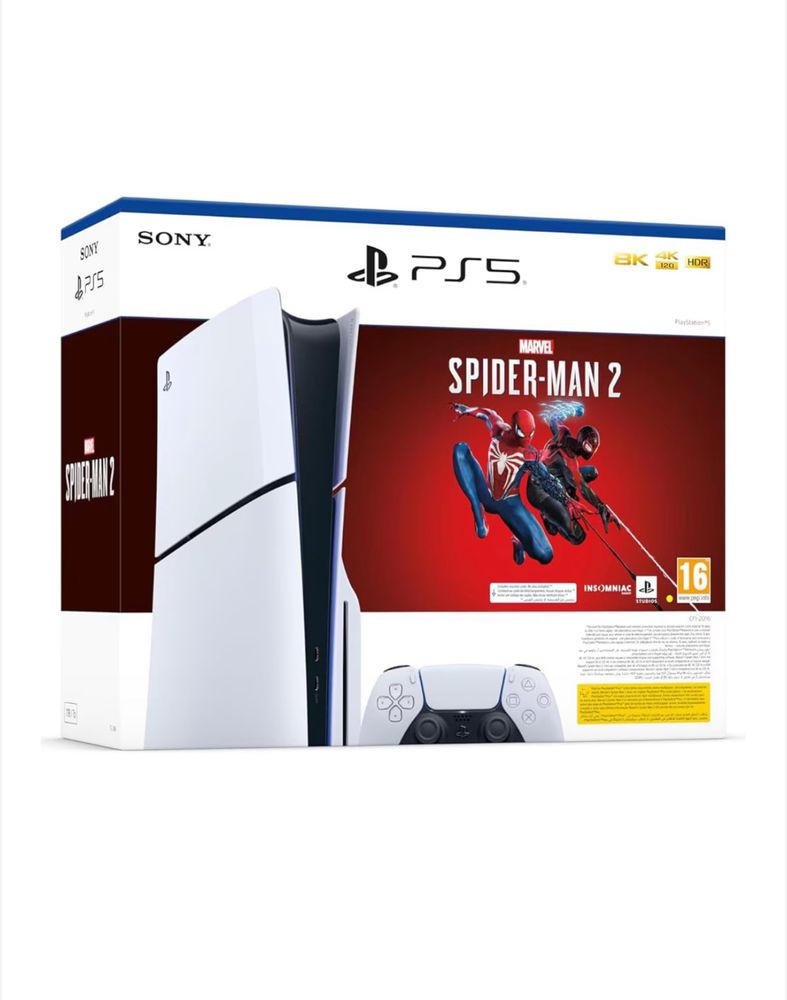 Конзола PlayStation 5, 1TB SSD + игра Marvel Spider-Man 2 и още игри +