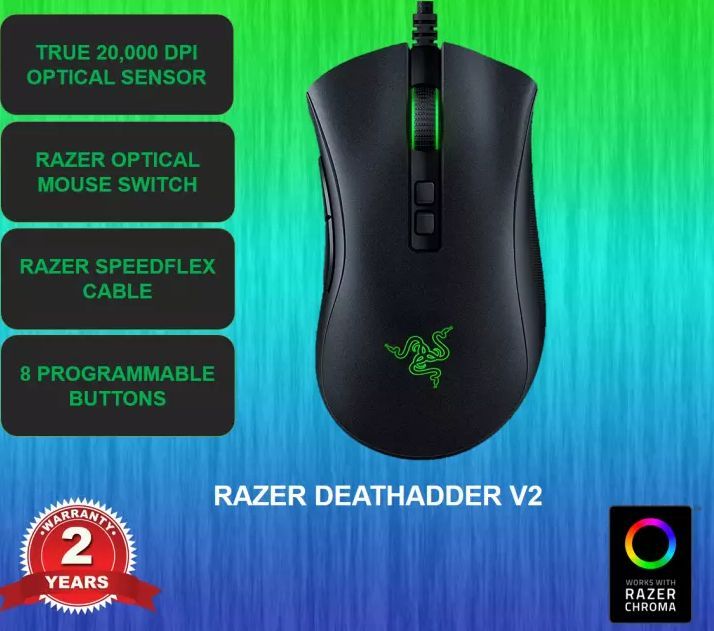 Mouse gaming Razer DeathAdder V2 cablu SpeedFlex 20K DPI iluminare RGB
