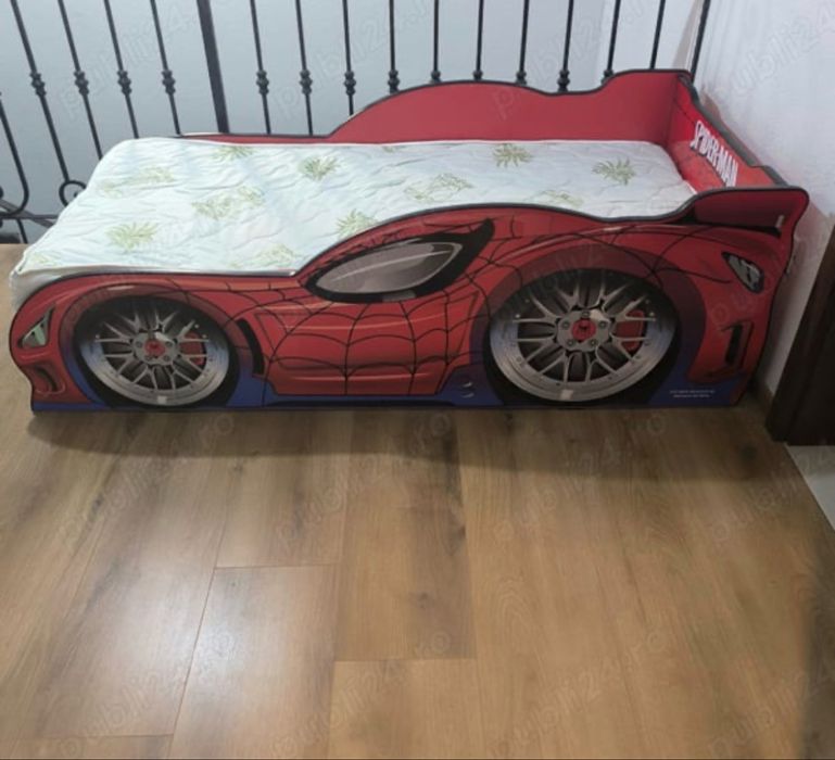 Pat copii Spiderman cu saltea/lenjerie