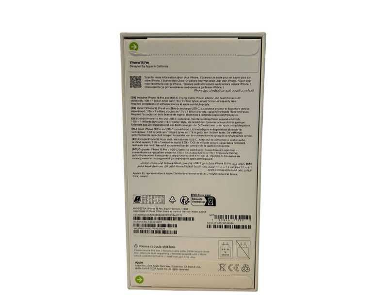 Telefon APPLE iPhone 16 Pro 5G, 128GB, Black Titanium, Sigilat,