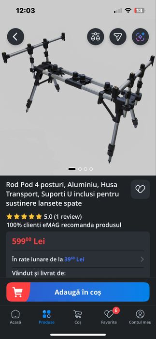 Rod pod 4 posturi,Aluminiu+husa inclusa+4 suporti U inclusi