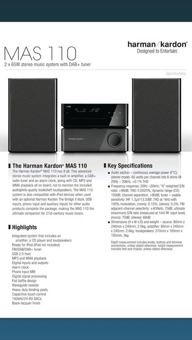 Sistem stereo amplificator Harman Kardon MAS 110,CD player,Tuner, USB