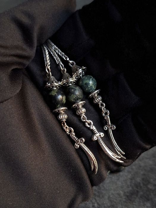 Премиальные чётки(тасбих)  ручной работы из змеевика — 33 бусины