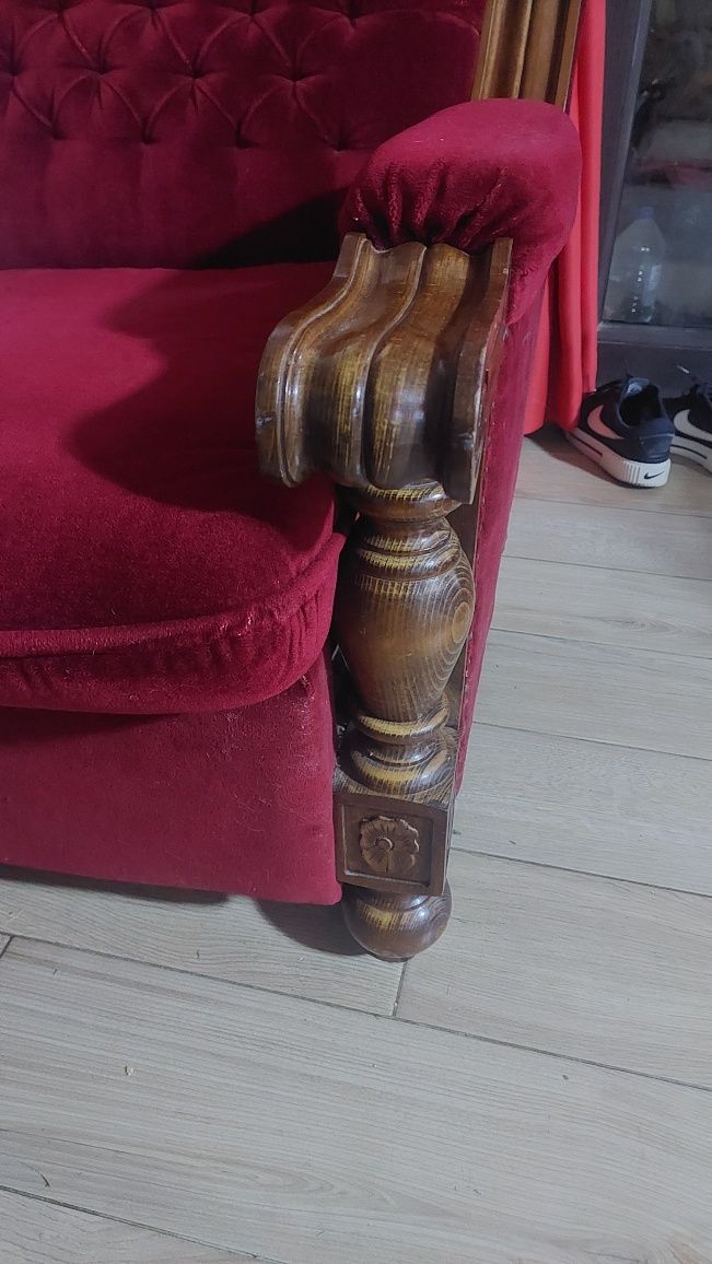 Canapea si doua fotolii lemn