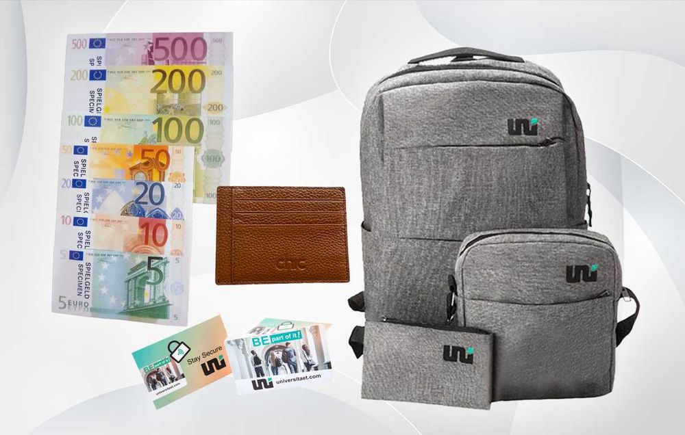 Раница, малка чанта и несесер + портфейл за карти и RFID карти