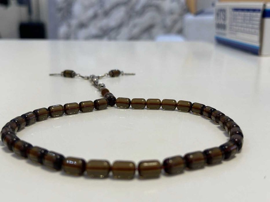 Четки тасбех серебро и камень натуральный полировка