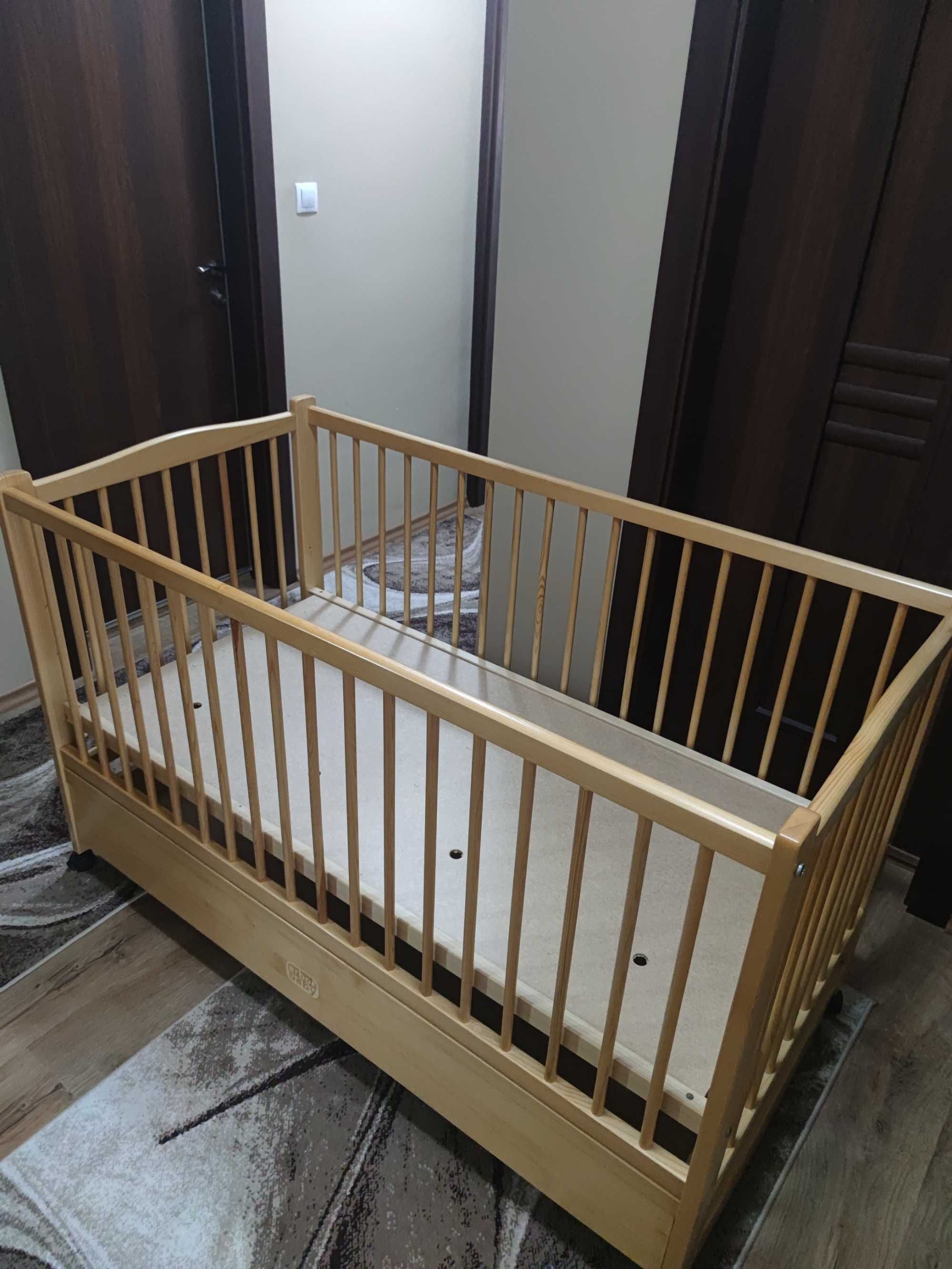 Бебешко легло с колелца и люлка Arbor Baby (Естествени материали)