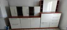Vand mobila de bucatarie, modulara, lungime totala 300 cm, crem/cires