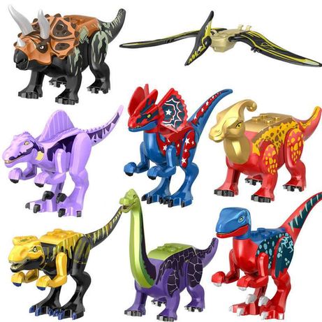 Set 8 Dinozauri tip Lego Jurassic World cu Black Triceratops
