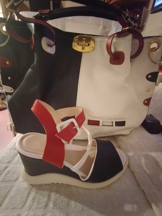 Tommy Hilfiger, sandale 37 și poșetă elegante și confortabile