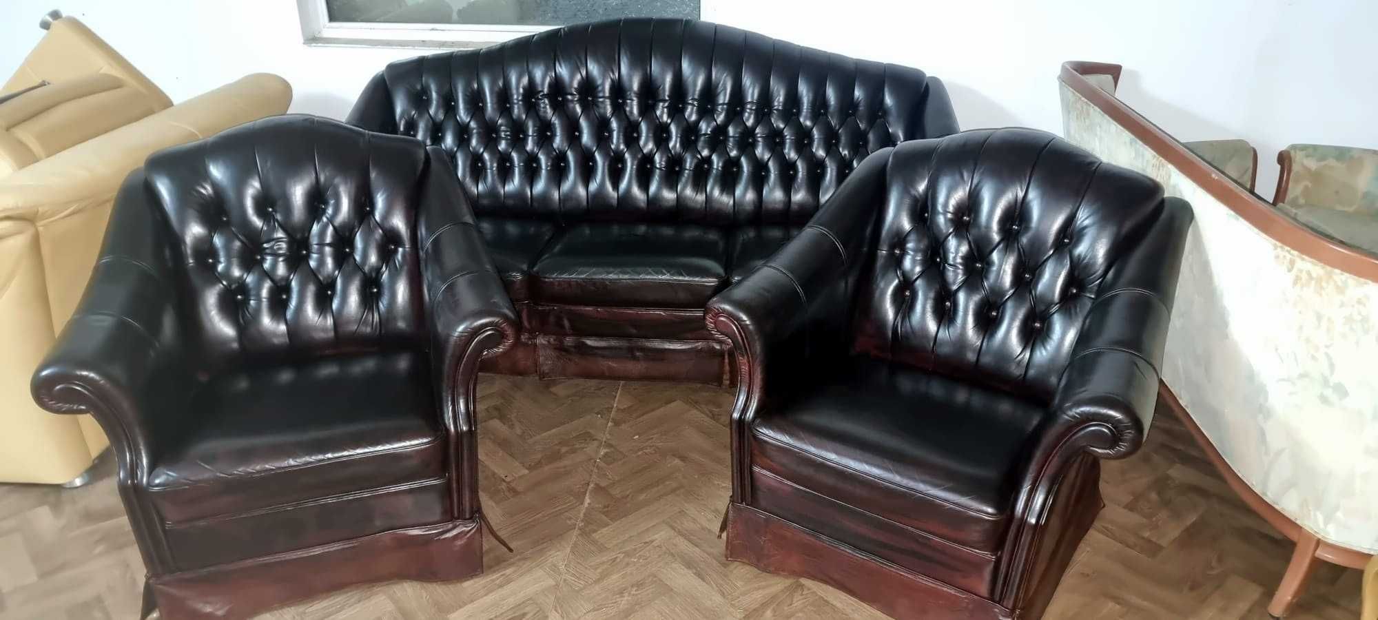 Set 3+1+1 canapele piele Chesterfield UK