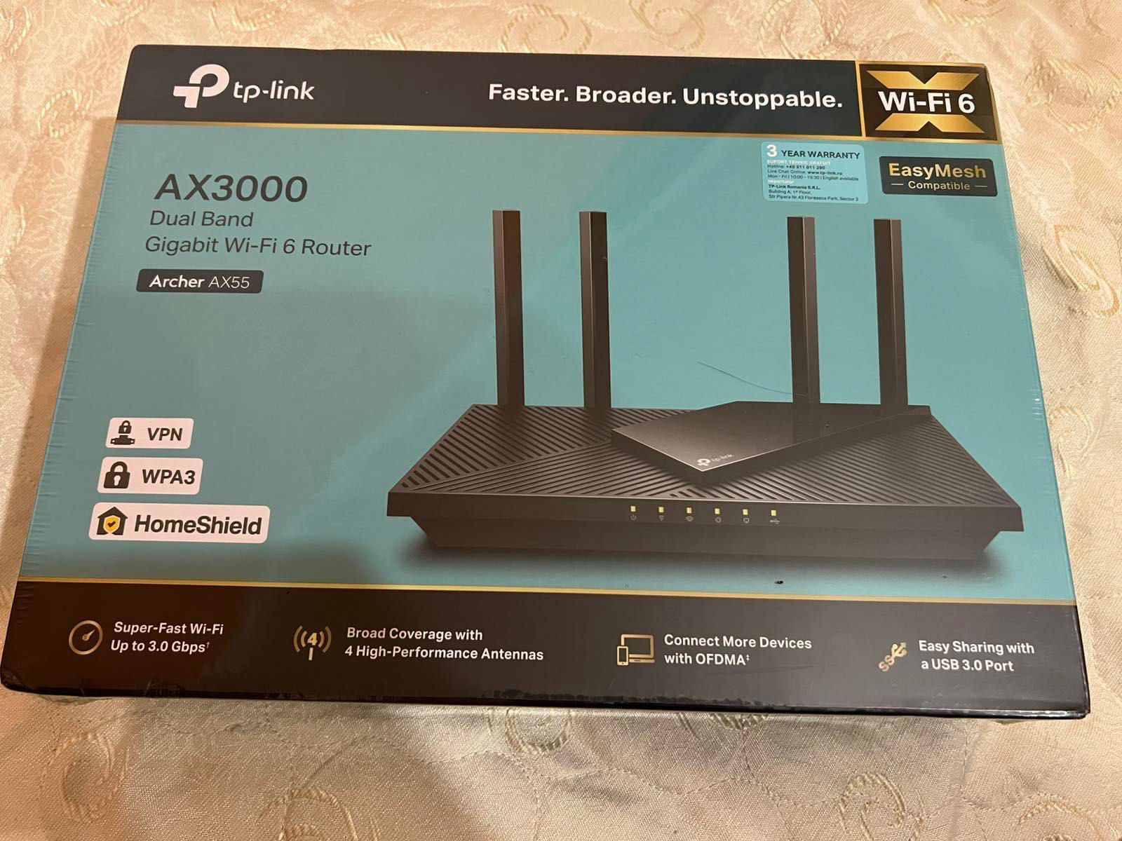 Безжичен рутер TP-Link Archer AX55, AX3000, Dual-Band, Wi-Fi 6