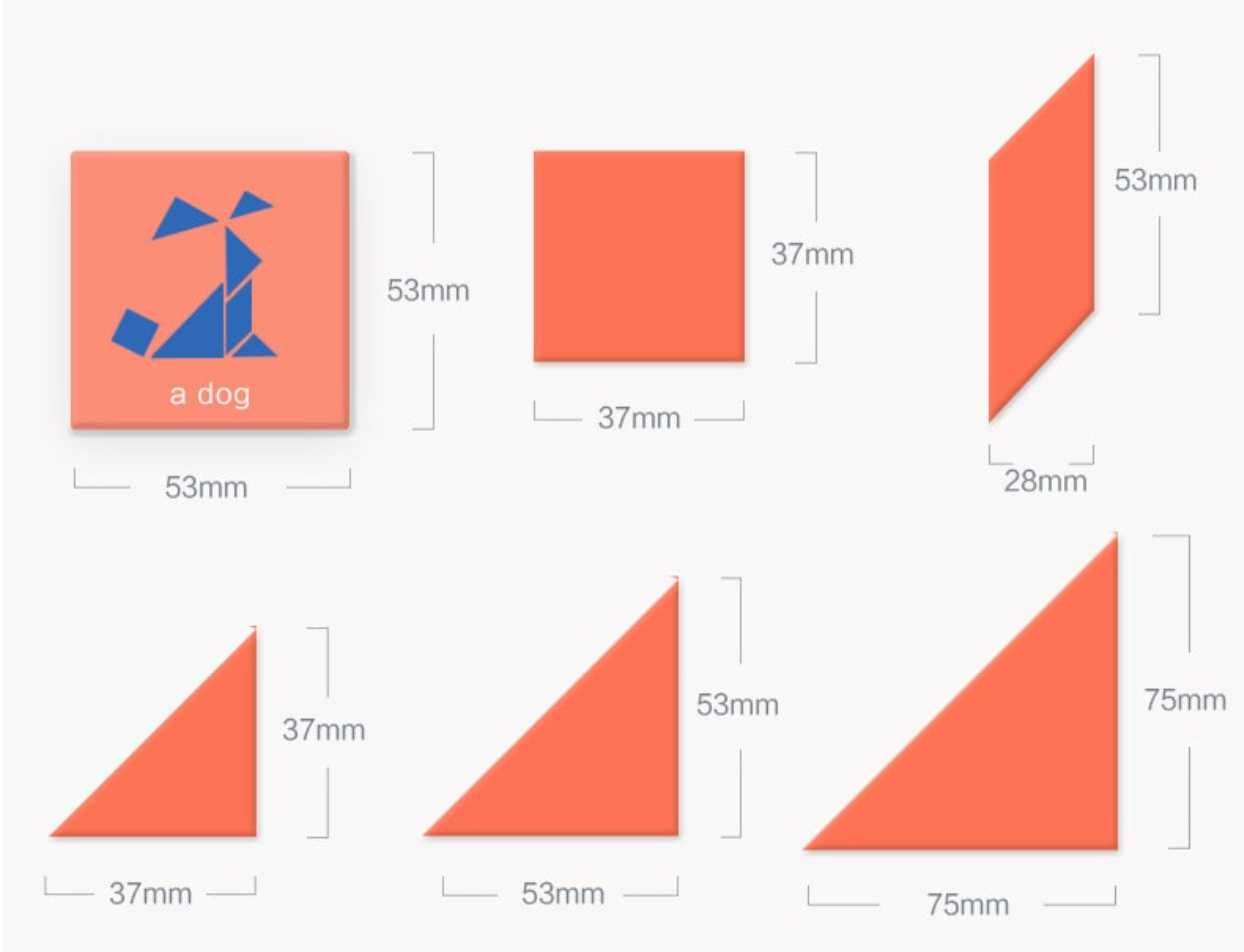 ХИТ! " Pocket tangram " 2бр. дървен Джобен танграм с шаблони в кутия