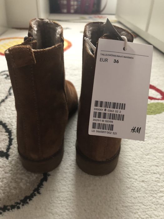 Botine femei H&M noi, piele intoarsa