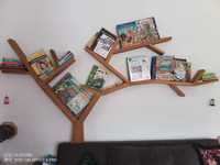 raft din lemn masiv, tip copac. wooden tree bookshelf