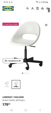 IKEA Scaun rotativ, alb cu negru stare impecabila
Ridicare Vineri 26 A