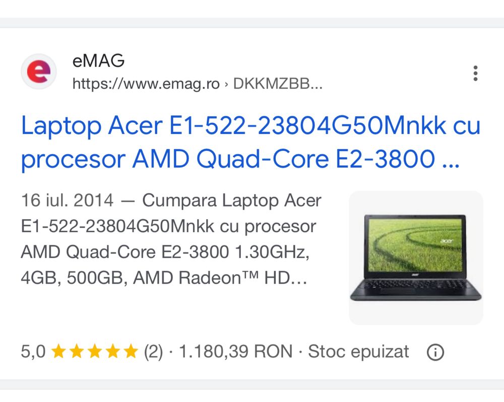 Vand Laptop Acer Aspire E1-522