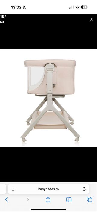 Patut co-sleeper, Lionelo, Leonie Plus, Pliabil, Cu sistem de leganare